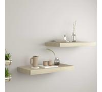 Étagères murales flottantes 2 pièces MDF 50 x 23 x 3,8 cm Chêne Montage invisible