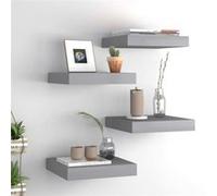 vidaXL Étagères murales flottantes Lot de 4 MDF Gris 23 x 23,5 x 3,8 cm pour salle de séjour