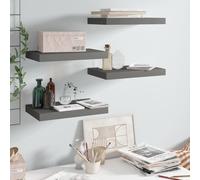 Étagères Murales Flottantes 4 Pièces Mdf 40 X 23 X 3,8 Cm Gris Brillant Montage Dissimulé Gris