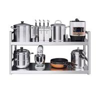 Étagères murales flottantes - Acier inoxydable 304 | Étagère de rangement pour ustensiles de cuisine | étagère suspendue à 2 niveaux pour salle de bain, salon, balcon, restaurant(60X30X55CM)