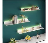 Étagères murales flottantes avec LED, étagère de rangement murale sur le côté plaque d'acier, étagères de rangement murales en métal pour la maison, le bureau, le bar commercial, blanc, 100 x 20 x 6