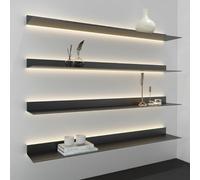 Étagères murales flottantes avec lumières LED, matériau en fer pour plus de durabilité, surface large pour charges lourdes, idéales pour les maisons, les bureaux et les centres commerciaux