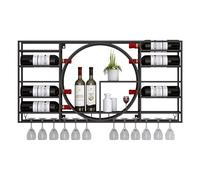 Étagères murales flottantes avec Support pour Verres à Pied, étagère à vin, étagère à épices, décoration de bibliothèque, présentoir Mural Industriel pour Salle à Manger, Bar, Cuisine