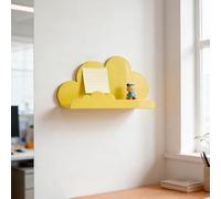 Étagères murales flottantes en forme de nuage de 27 cm pour rangement de chambre à coucher, étagère décorative blanche pour salon, organiseur de panneaux composites en bois et plastique (jaune)