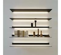 Étagères murales flottantes, étagère d'affichage Flottante en Alliage d'aluminium avec lumière LED Chaude, étagère Murale Double Face pour étagère à Plantes ou bibliothèque (Couleur : Noir,