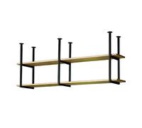 Étagères murales flottantes noires avec 2 niveaux de supports d'étagère de plafond, faciles à installer, étagère décorative pour bar et restaurant, 119,4 x 30,5 x 61 cm