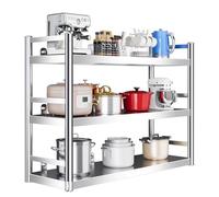 Étagères murales flottantes pour cuisine et salle de bain, étagère de rangement en acier inoxydable 304 pour plantes, livres, présentoir décoratif ouvert à 2 ou 3 niveaux(3-layer 120X30X85CM)