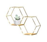 Étagères murales hexagonales - Structure en nid d'abeille en métal avec accent éclairé, présentation de rangement géométrique, présentoir décoratif, organisateur de vitrine d'éclairage mural | Pour Ke