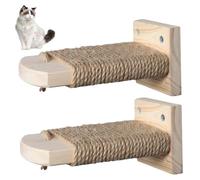 Étagères murales pour Chat, 2 marches murales pour Chat, étagères en Bois avec Corde de Jute recouverte de Meubles pour Chatons permettant Gagner l'espace pour Sauter, Jouer et se prélasser