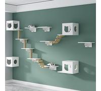 Étagères murales pour chat - Meuble mural d'intérieur pour chat avec perchoirs et marches, planches en bois robuste pour niche à chat