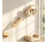 Étagères murales pour chats en bois massif, perchoir d'escalade pour chats, marches flottantes, meubles muraux pour chats, plateforme d'arbre à chat DIY pour chatons d'intérieur 2Pcs Star Cat Perch