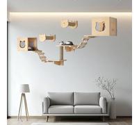 Étagères Murales pour Chats, Etagere pour Chat, Ensemble de Cadre d'escalade Mural pour Chats pour Faire La Sieste, Grimper, Sauter(7pcs)