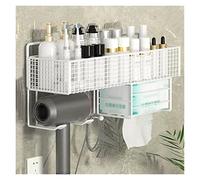 Étagères murales pour toilettes - Étagère de rangement en métal à une couche pour articles de toilette avec porte-serviettes en papier et sèche-cheveux - Étagère murale en métal pour assaisonnement -