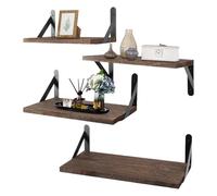 Étagères murales rectangulaires en bois | Suspension flottante pour pots, figurines, pots, articles de toilette, jardinière, cuisine, chambre à coucher, salon, bureau, couloir, coin paulownia, marron