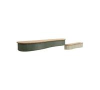 Etagères murales Set de 2 en bois d'hévéa et métal Vert Blanc cassé 86x18x12 cm