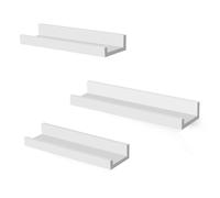 SONGMICS Étagère Murale Suspendue, Lot de 3, Décoration Salon, Longueur 38 cm, Tablette Flottante, pour Cadres Photo, Salon, Bureau, Salle de Bain, Cuisine, Blanc Mat LWS38WT