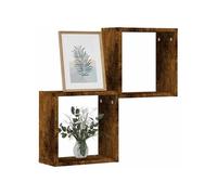 Etagères murales sous forme de cube 2 pcs chêne fumé 30x15x30cm, stockage en forme de cube, organisateur en forme de 815879