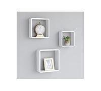 Étagères murales sous forme de cube 3 pcs Blanc MDF Blanc G