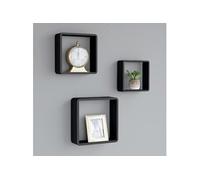 vidaXL Etagères Murales sous Forme de Cube 3 pcs Etagères Flottantes Etagères Suspendues Organisateur Unité Murale Intérieur Noir MDF Noir G