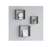 Etagères murales sous forme de cube 3 pcs Gris MDF