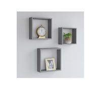 Etagères murales sous forme de cube 3 pcs Gris MDF