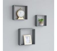 vidaXL Étagères murales en forme de cube 3 pcs flottantes et suspendues Gris MDF