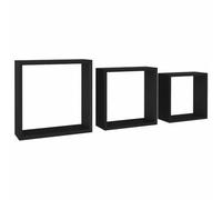 Étagères murales sous forme de cube 3 pcs Noir MDF