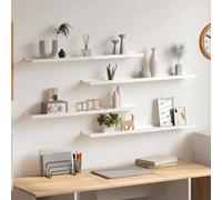 Vidaxl Étagères Murales 4 Pcs Blanc Brillant 115x9x3 Cm Blanc