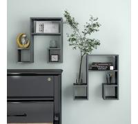 Étagères Murales Supports Rangement 2 pcs Gris Brillant Bois d'Ingénierie vidaXL