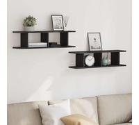 Étagères Murales Supports Rangement 2 pcs Gris Brillant Bois d'Ingénierie vidaXL