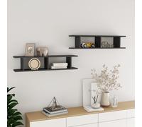 Étagères Murales Supports Rangement 2 pcs Gris Brillant Bois d'Ingénierie vidaXL