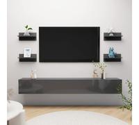 Étagères Murales Supports Rangement 4 pcs Gris Brillant Bois d'Ingénierie vidaXL