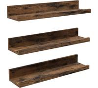 Étagères Murales Suspendues, Lot De 3, Tablettes Flottantes, Longueur 38 Cm, Avec Bords Hauts, Pour Cadres Photos, Décoration, Épices, Pour, Cuisine, Salon, Marron Rustique