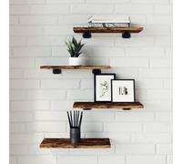 Étagères Murales Tablettes Suspendues 4 pcs Chêne Fumé Bois d'Ingénierie vidaXL