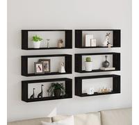 Étagères Murales Vidaxl 6 Pcs Chêne Noir 60x15x23 Cm Bois Reconstitué Noir