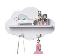 Étagères nuages | 34,7 x 23 x 7,8 cm, planche de rangement multifonctionnelle en bois et plastique avec crochets suspendus, organisateur léger, chambre de filles, chambre à coucher, entrée utilisation