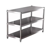 Étagères réglables en acier inoxydable à 3 niveaux pour cuisine, restaurant, garage, durable et polyvalent (couleur : argent)