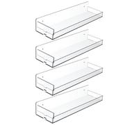 Étagères Salle De Bain Transparentes - Lot de 4 Étagères Flottantes Transparentes | Rangement Discret Avec Panneaux Latéraux Amovibles, Présentation De Photos Et Vinyles 38 cm, Décoration Pour Chambre