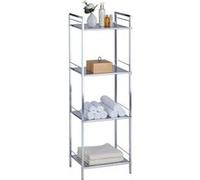 Etagères salle de bains MATIS, avec 4 tablettes en métal chromé