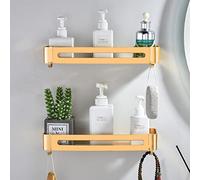 Étagères Salle de Bains sans Perçage,Etagere Panier de Rangement de Douche en Métal Doré Champenois Montage Mural Organiseur pour Shampoing Gel Douche(2 Pièces)