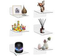 Étagères sans Percage, Étagères Murales en Acrylique Transparent de 10 cm, Étagères Murale sans Percer, Petite Etagere Murale pour Salle de Bain, Salon, Chambre à Coucher, Cuisine, Bureau