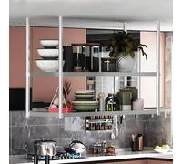 Étagères suspendues au plafond pour plantes suspendues, étagère flottante à 2 couches en acier inoxydable, étagère de rangement de cuisine, décoration de la maison pour restaurants et bars