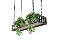 Étagères suspendues pour Plantes avec chaîne et Cadre en Fer | Étagère de Rangement en Bois pour Cuisine, Balcon, Bar | Support pour Pots de Fleurs et Porte-Bouteilles (120 x 25 x 15 cm) - S