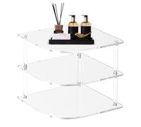 Étagères Transparentes pour Affichage,Organisateur 3 Niveaux Antidérapant | Support d'Étagère d'Angle de Rangement en Acrylique - pour Salle de Bain, Douche, Cuisine, Plan de Travail, Vanité, Style