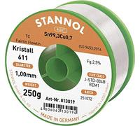 Étain à souder sans plomb Stannol Kristall 611 Fairtin 813019 Sn0.7Cu sans plomb 250 g 1.0 mm 1 pc(s)