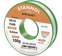 Étain à souder Stannol HS10-Fair Sn99,3Cu0,7 bobine 100 g 0.5 mm
