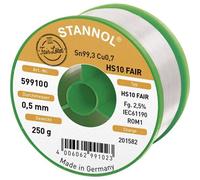 Étain de soudure Stannol HS10-Fair Sn99.3Cu0.7 bobine 250 g 0.5 mm