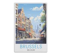 Étain Métal Mur Signe Vintage Plaque Rétro Attention Décorative Métallique Panneau pour Café Bar Chambre Hôtels Clubs Parc mur d'art,Bruxelles Belgique15x30cm(6x12 pouces)AA-409