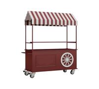Étal De Marché Chariot Commercial Mobile, Stand de Concession extérieur Multifonctionnel, Chariot De Vente Ambulant avec Auvent Rayé, pour Commerces(Brown,100cm/39.3in)