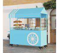 Étal de marché Chariot De Vente Ambulant Pliable, Chariot De Stand De Vendeur Portable, Tente D'événement Extérieure Pour Jardin De Terrasse De Marché(Blue)